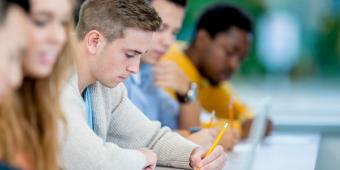 students at lab desk